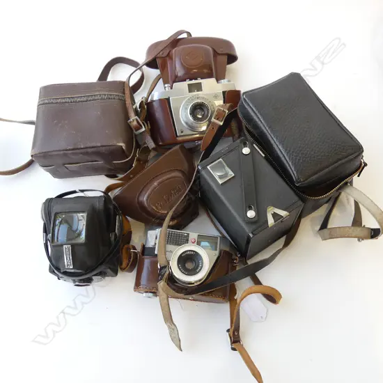 FIVE CAMERAS, TWO BOX ONE ENSIGN AGFA & PALMAT.