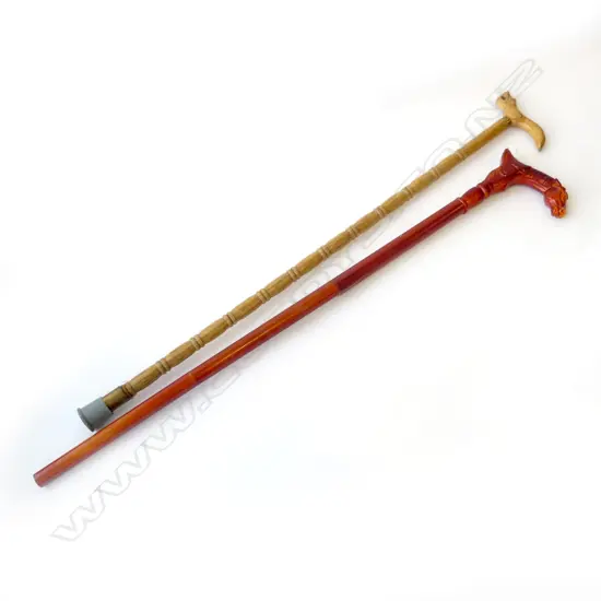 2 WALKING STICKS; RED & OTHER L.900mm