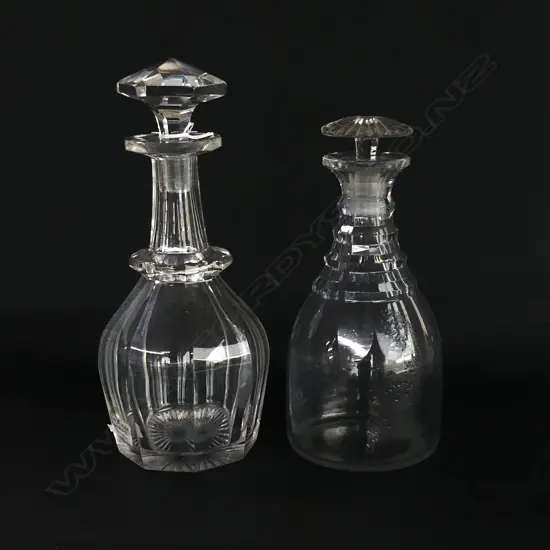 2 ANTIQUE DECANTERS H290MM TALLEST