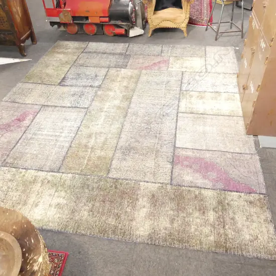 LARGE MODERN PATCH WORK CARPET made from worn antique rugs W.3050mm. L.2650mm