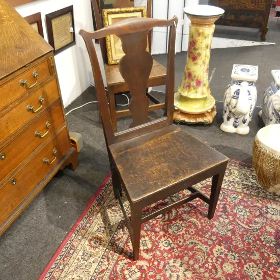 ANTIQUE CHIPPENDALE STYLE COUNTRY OAK CHAIR
