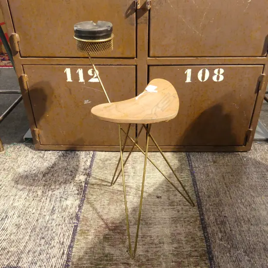 RETRO SMOKER'S STAND iron rod frame. Formica boomerang tray H.590mm