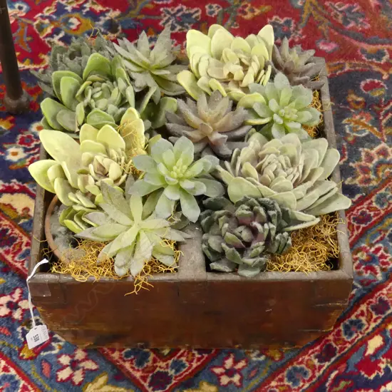 BASKET OF FAUX SUCCULENTS 320x320x250mm