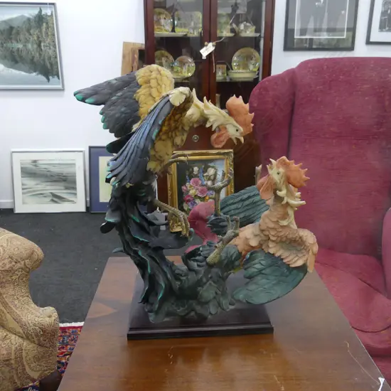 RESIN FIGHTING ROOSTERS H.400mm