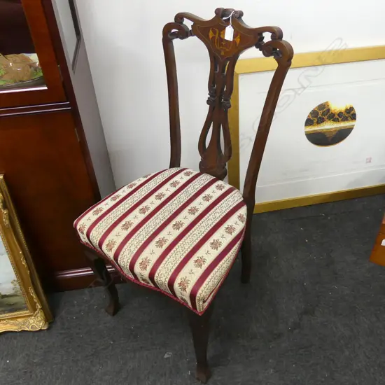 EDWARDIAN SHERATON REVIVAL SIDE CHAIR inlaid