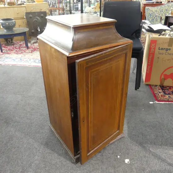 ANTIQUE MAHOGANY CABINET, 3 DRAWERS BEHIND DOOR 460x460x945mm 
