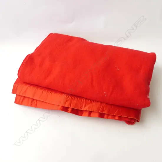 VINTAGE NZ RED WOOL 'PRINCESS' BLANKET, QUEEN SIZE