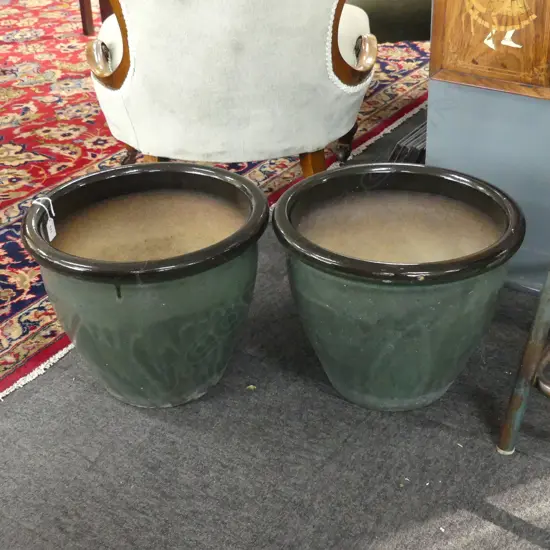 PR BLACK GLAZED GARDEN POTS H.315mm