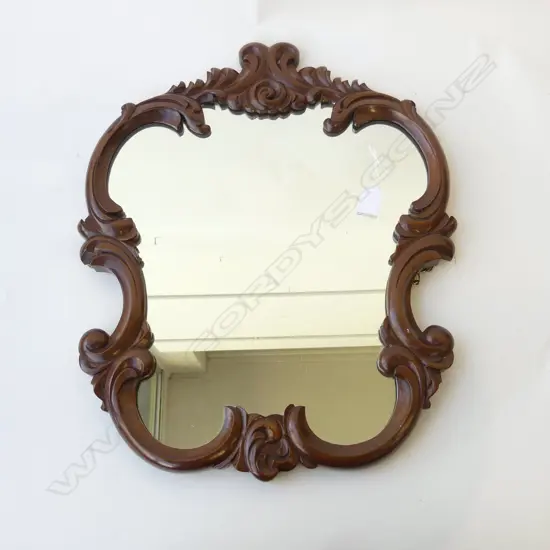 MAHOGANY CARVED ROCOCCO WALL MIRROR H.535mm
