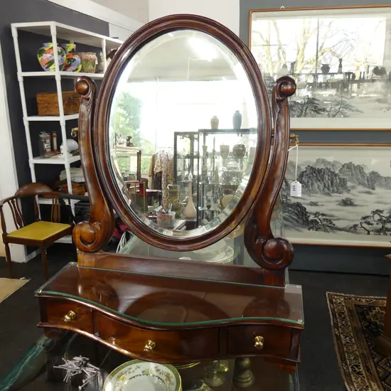VICTORIAN STYLE MAHOGANY TOILET MIRROR H.735MM