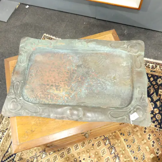 ART NOUVEAU COPPER TRAY SHOWING AGE 460X670mm