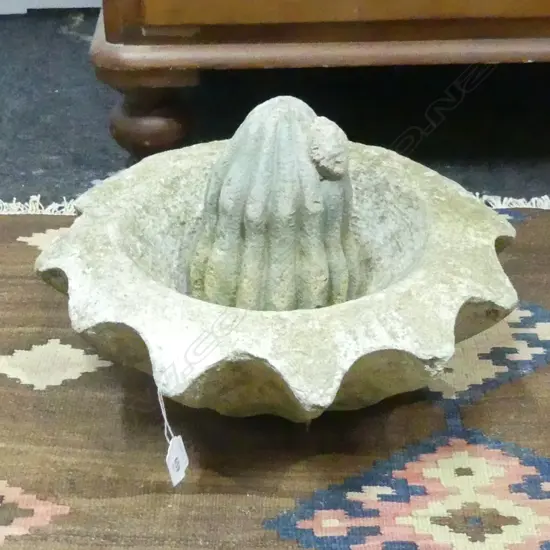 CONCRETE BOWL 390mm dia & CACTUS 