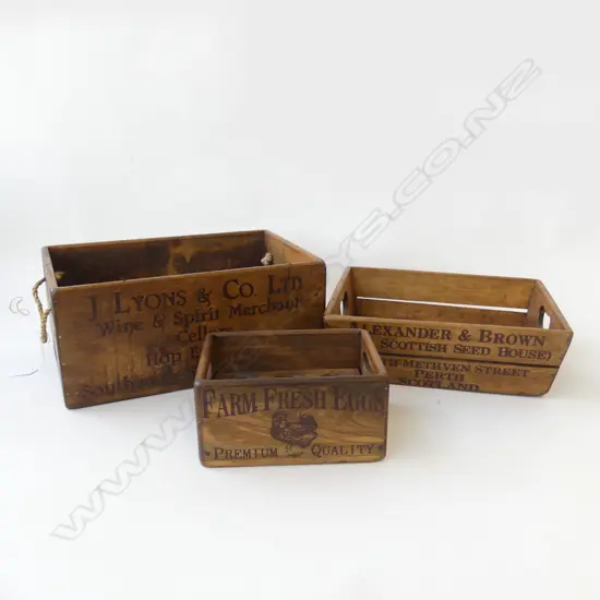 3 WOODEN BOXES W.350mm