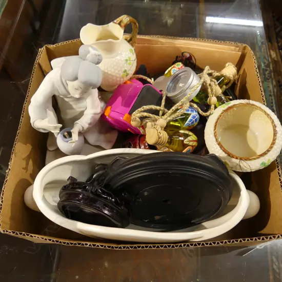 LLADRO FIGURE (FINGERS MISSING), ENGLISH VASE, 2 PCES BELLEEK, ORIENTAL STANDS ETC