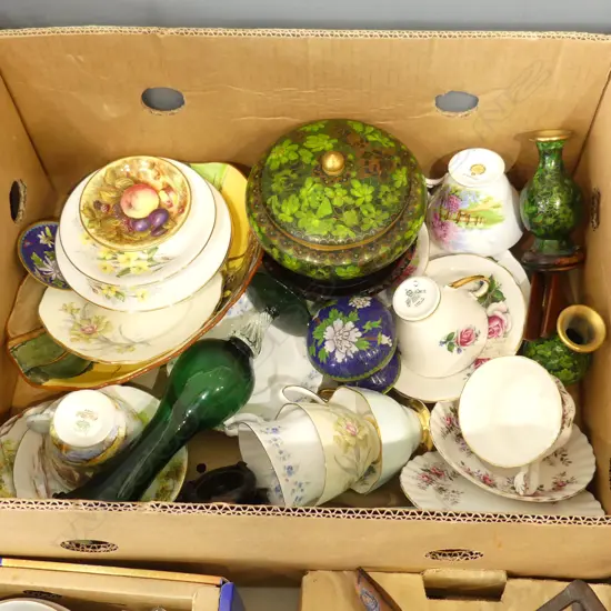 ASST. CHINA INCL. SHELLEY 'OLD MILL' TRIO, CLOISONNE ETC