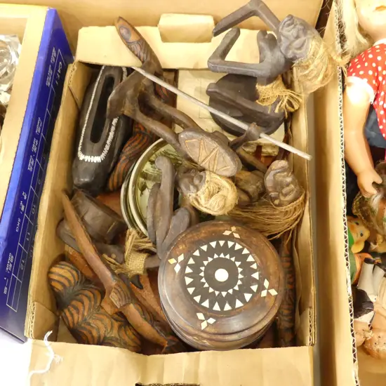 SMALL TRAY ETHNIC CARVINGS 2 DISHES ETC