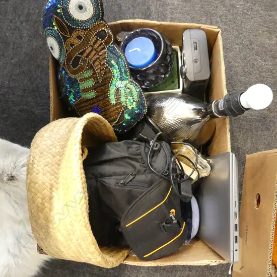 ASST. ITEMS INCL. LENOVO IDEAPAD LAPTOP, TIKI CUSHION ETC