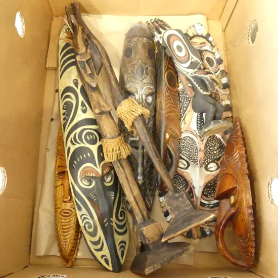 6 PNG WOOD FACE MASKS & 3 FIGURES