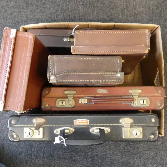 SIX FREEMASONS CASES, FIVE LEATHER ONE BOARD. 