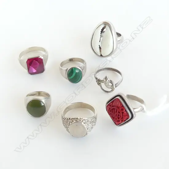7  STG SILVER RINGS [SOME WITH STONES]