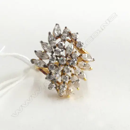 SILVER GILT & CZ RING SIZE N