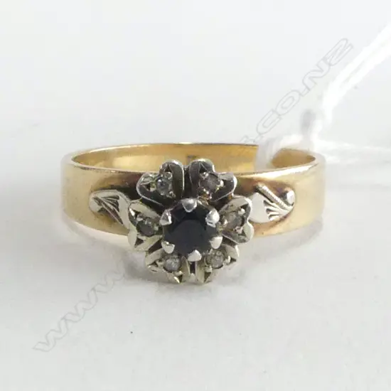 9ct SAPPHIRE/DIAMOND RING 3.3gms SIZE P
