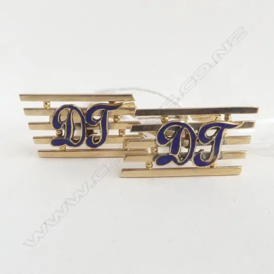 PR 14ct CUFFLINKS w INITIALS 'DJ' IN ENAMEL 9.4gm