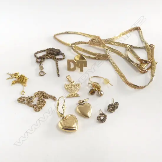 COLLECTION GOLD ITEMS incld 14ct CHAIN for scrap 18gm