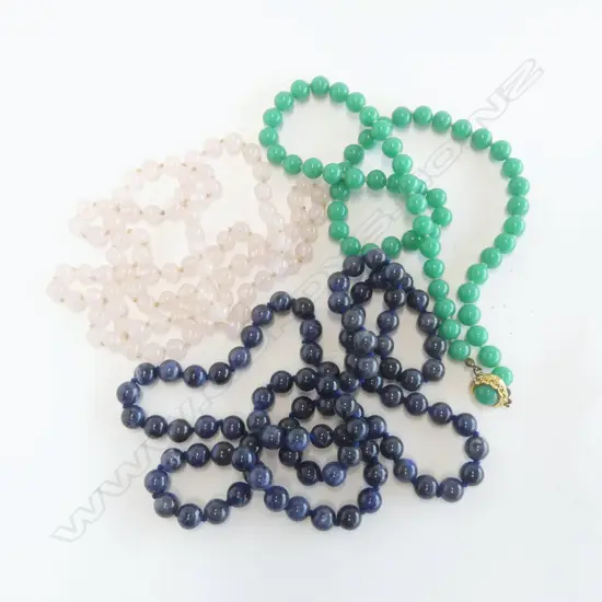 3 GEMSTONE BEAD NECKLACES