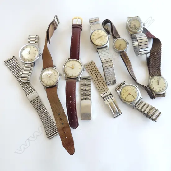 8 VINTAGE GENTS WRIST WATCHES VARIOUS 