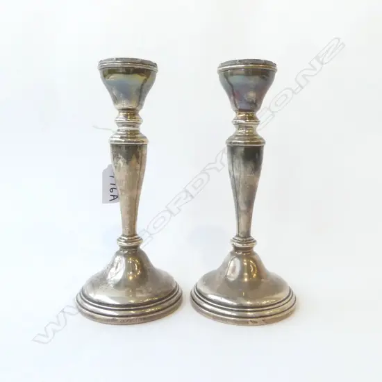 PR STG SILVER CANDLESTICKS, B'HAM 1956 H.205mm