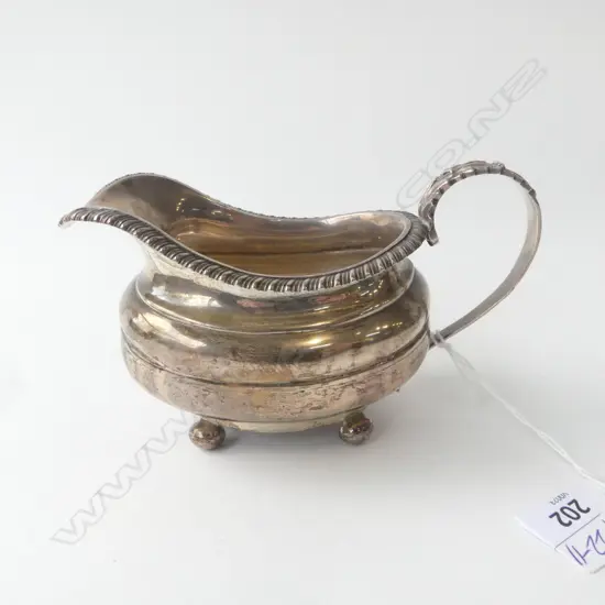 WILLIAM IV SILVER CREAM JUG BALL FEET 162gms