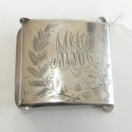 COLONIAL SILVER FLIP BELT BUCKLE fern engraved 60gms