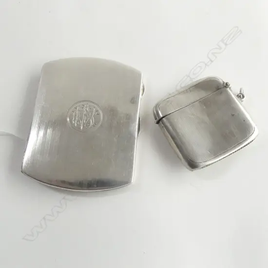 SILVER CIGARETTE CASE BIRMINGHAM 1910 & SILVER VESTA CASE BIRMINGHAM 1911 118.9gms