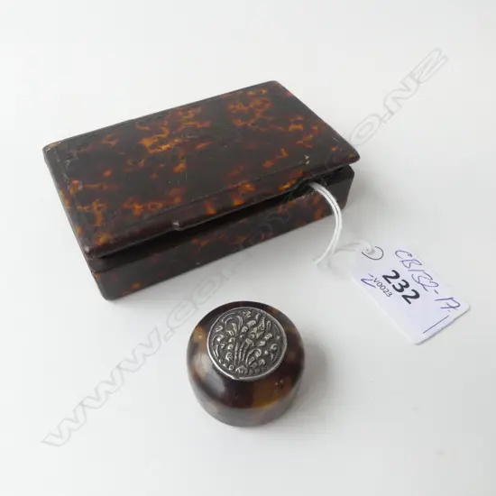 19thC SNUFF BOX FAUX? TURTLE SHELL + SMALL TURTLE SHELL LIDDED BOX