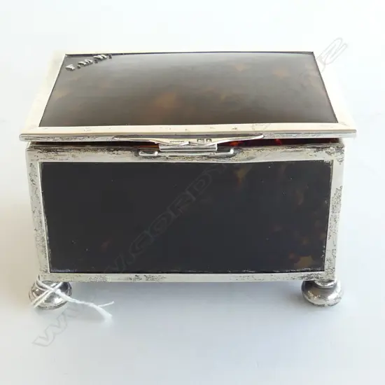 EDWARDIAN SILVER AND TORTOISESHELL TRINKET BOX LONDON 1906 125 x 90 x 80