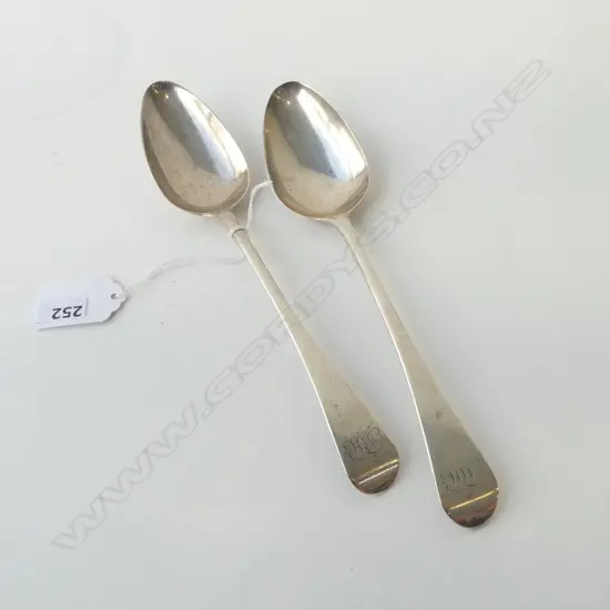 PR GEORGE III  SILVER DESSERT? SPOONS bottom marked London  68gms