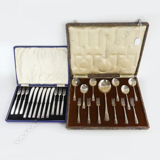 2 DECO SILVER PLATE CUTLERY SETS, CASED