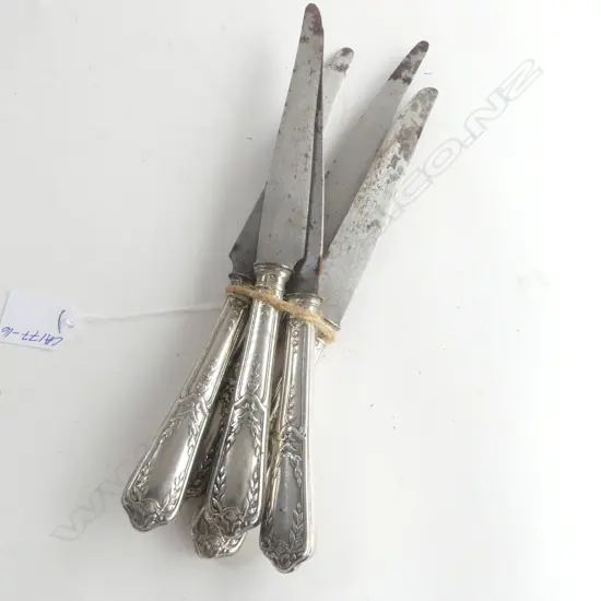 5 FRENCH KNIVES, SILVER HANDLES STEEL BLADES (VERY SHARP)