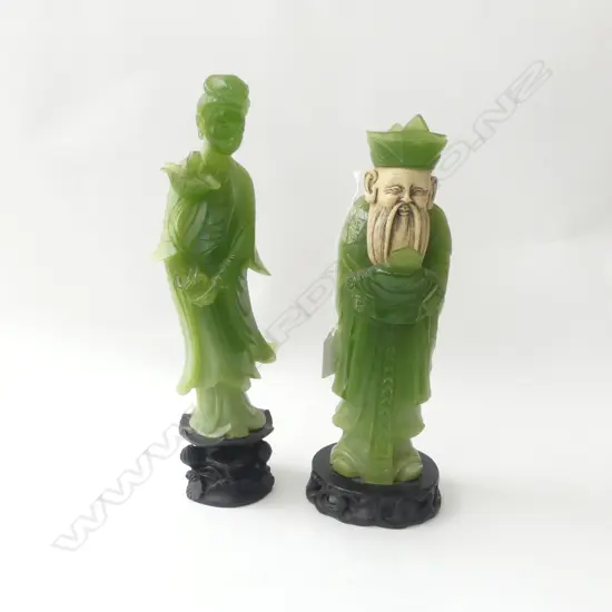 2 ORIENTAL GREEN RESIN FIGURES H.300mm