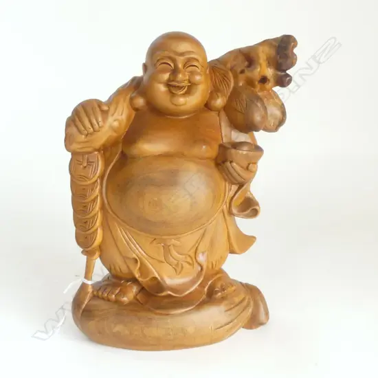 CARVED WOODEN ORIENTAL FIGURE H.260mm