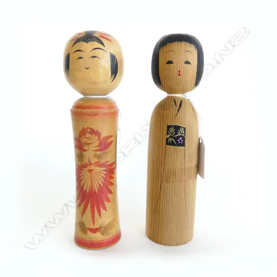 PR VINTAGE JAPANESE KOKESHI DOLLS, SIGNED/STAMPED H.180mm