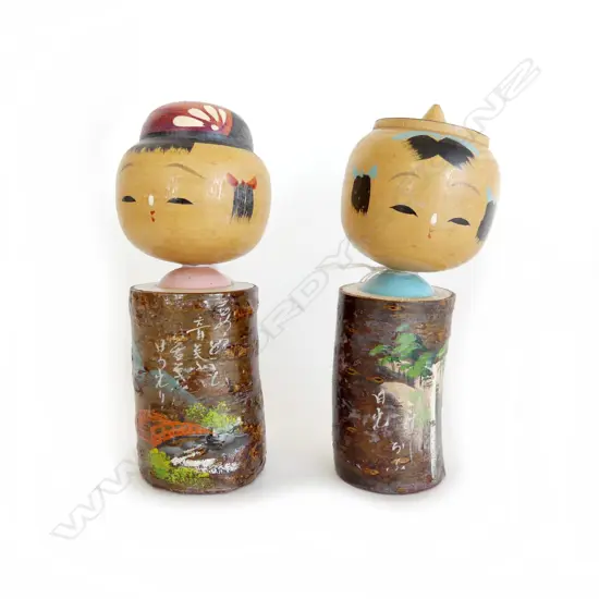 PR VINTAGE 1942 KOKESHI WOODEN DOLLS, H.150mm