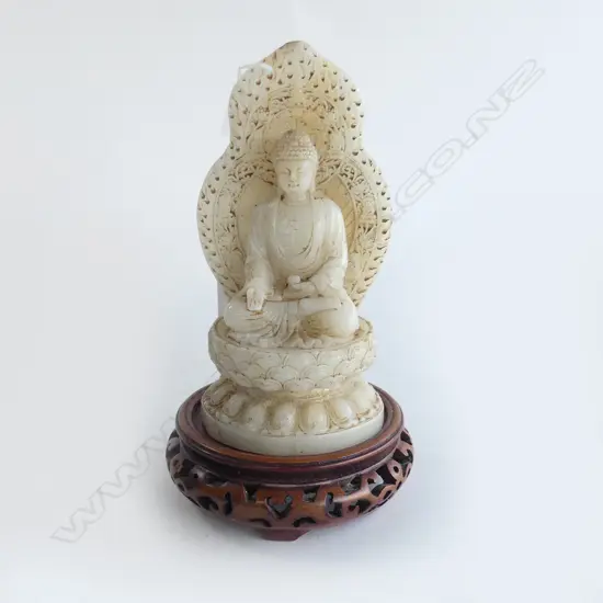 JADE BUDDHA ON STAND H.215mm