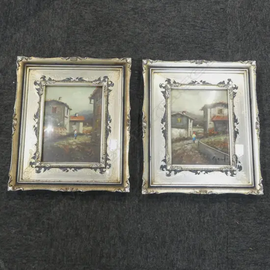 PR ITALIAN OILS VILLAGE SCENES SIGNED E GAUDIA H340 W340MM