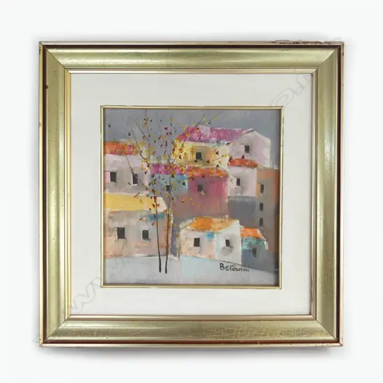 LIDD BETTARINI, ABSTRACT TOWNSCAPE, OIL ON CANVAS 240x240mm