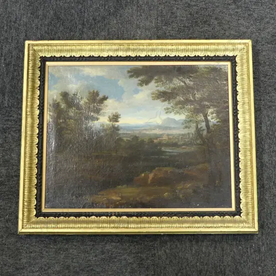 19thC LANDSCAPE OIL ON CANVAS 350x445mm