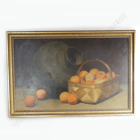 ARTIST UNKNOWN, STILL LIFE w. ORANGES, OIL ON CANVAS 390x625mm