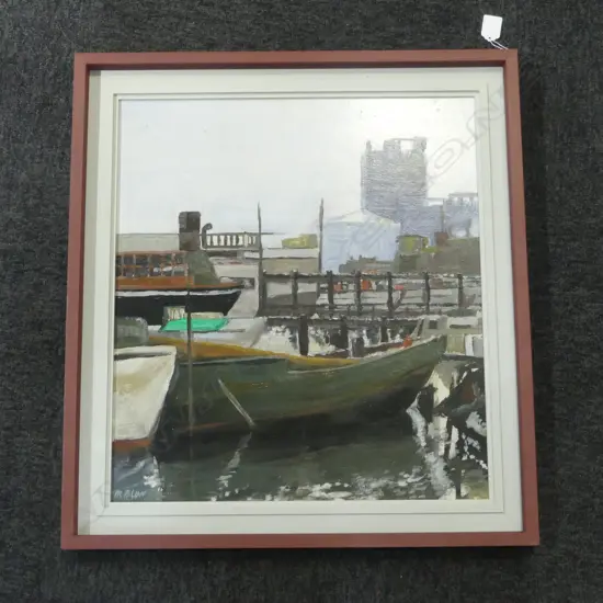 MICHAEL BLOW 'MORNING AT WHARVES (WESTHAVEN)' OIL ON BOARD 495x440mm