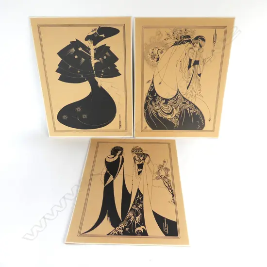 3 AUBREY BEARDSLEY PRINTS; THE BLACK CAPE, THE PEACOCK SKIRT, JOHN AND SALOME, 490 x 370mm